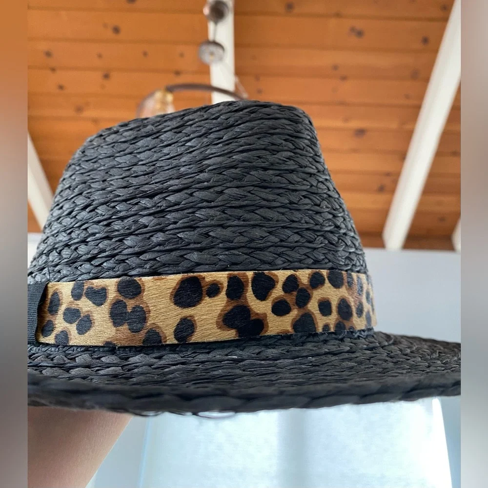 Vince Camuto Straw Hat With Animal Print Band